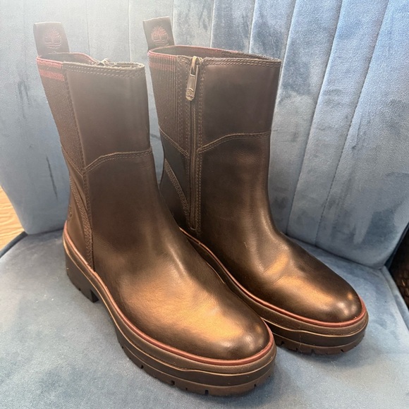 Timberland Womens Malynn Waterproof Leather Boots Black TB0A2D78 015 Size 8.5 - Picture 1 of 4